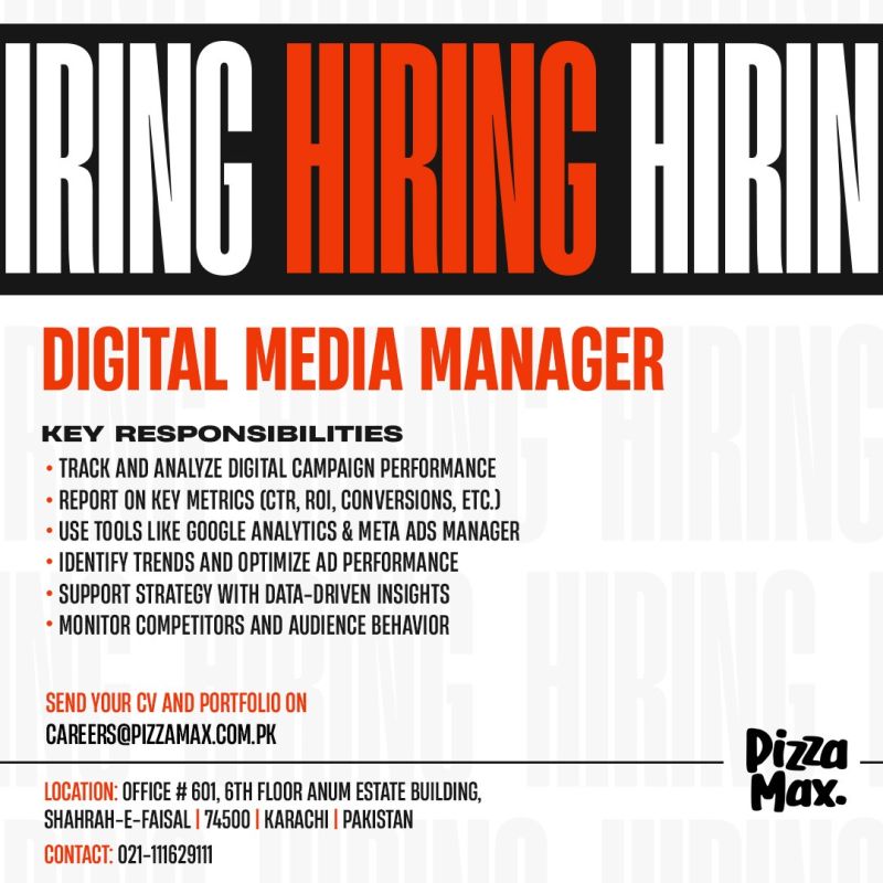 Pizza Max Pakistan Jobs Digital Media Manager 1