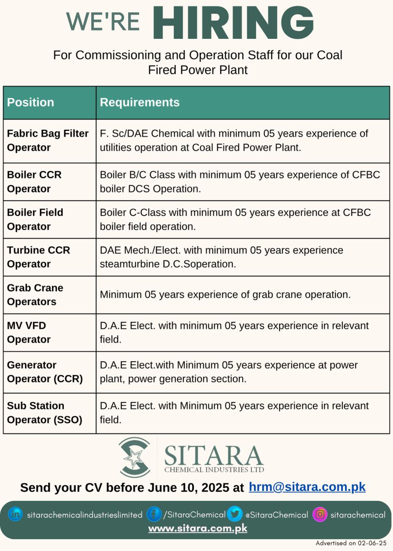 Sitara Chemical Industries Limited Jobs June 2025 1