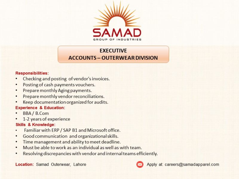 Samad Group Of Industries Jobs Executive Accounts 1