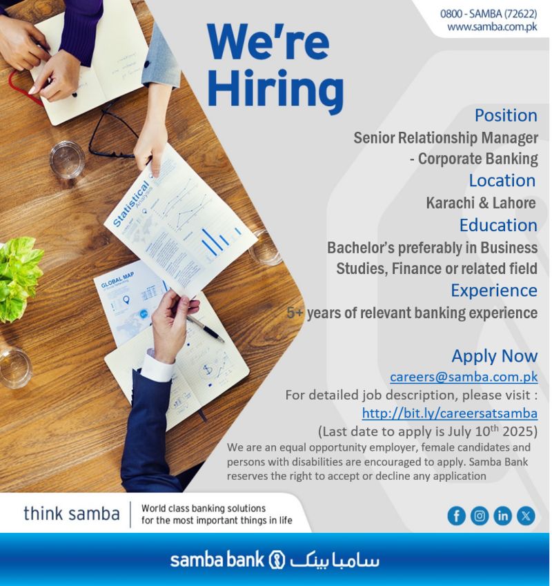 Samba Bank Limited Jobs July 2025 2