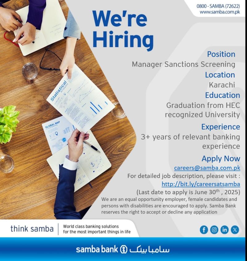 Samba Bank Limited Jobs June 2025 2