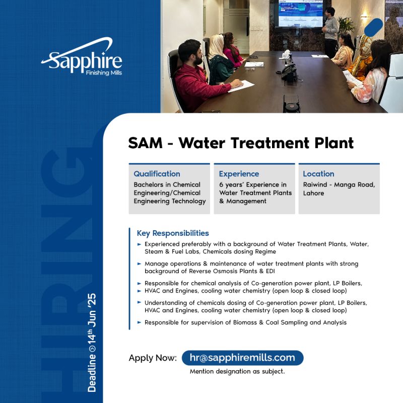Sapphire Finishing Mills Jobs Sr Assistant Manager 1