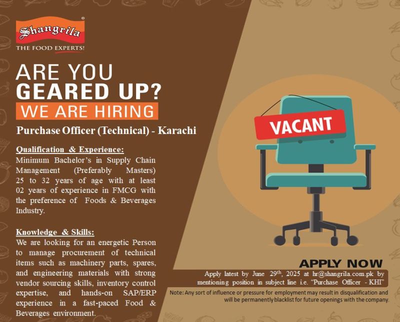 Shangrila Foods Private Limited Jobs Purchase Officer (Technical) 1