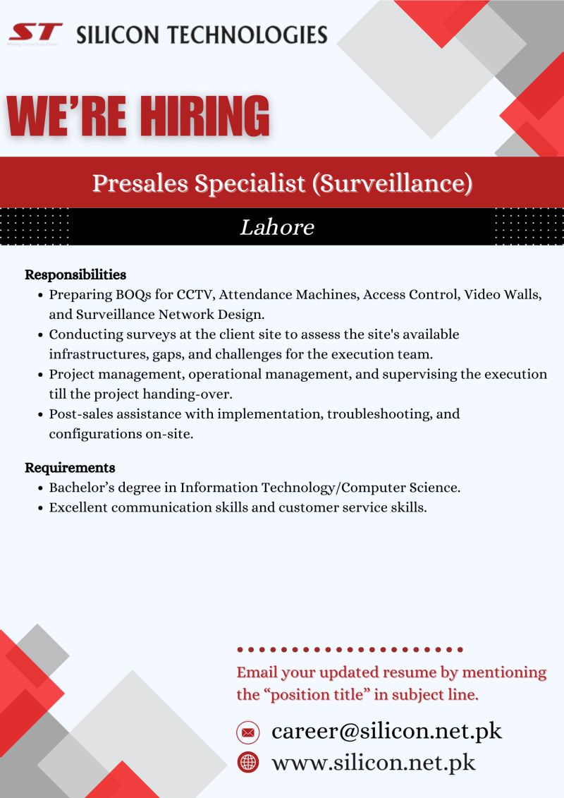 Silicon Technologies Jobs Presales Specialist (Surveillance) 1