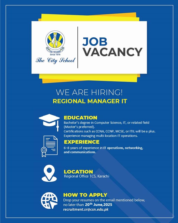 The City School Jobs Regional Manager IT 1