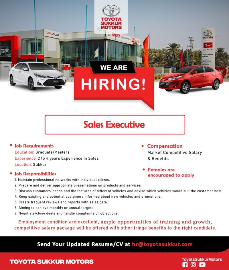 Toyota Sukkur Motors Jobs Sales Executive 1
