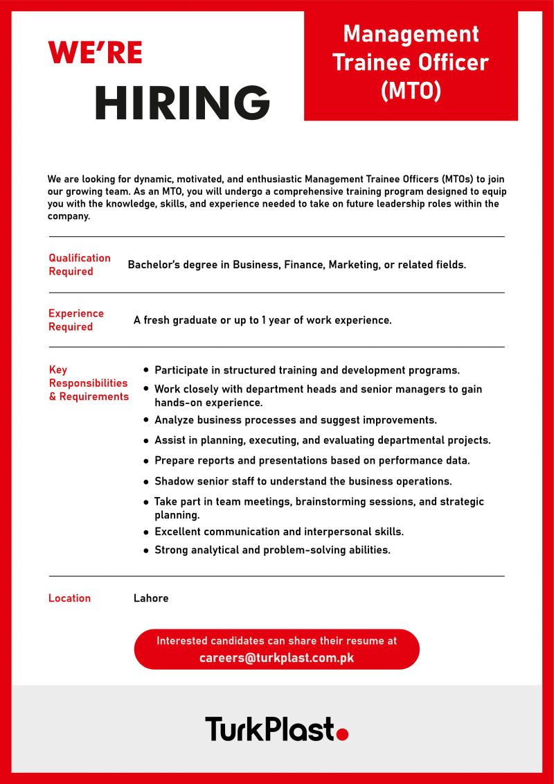 TurkPlast Pvt Ltd Jobs MTO 1