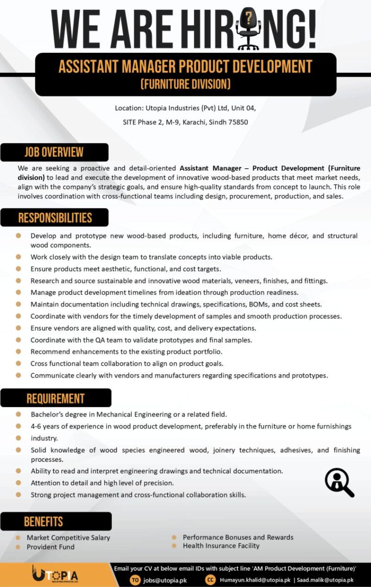 Utopia Industries Pvt Ltd Jobs Assistant Manager Production Development 1