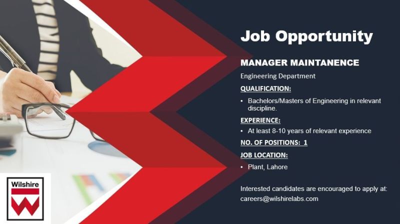 Wilshire Laboratories Jobs Manager Maintenance 1