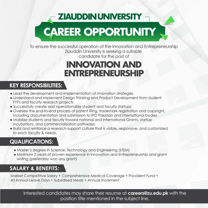 Ziauddin University Jobs June 2025 1