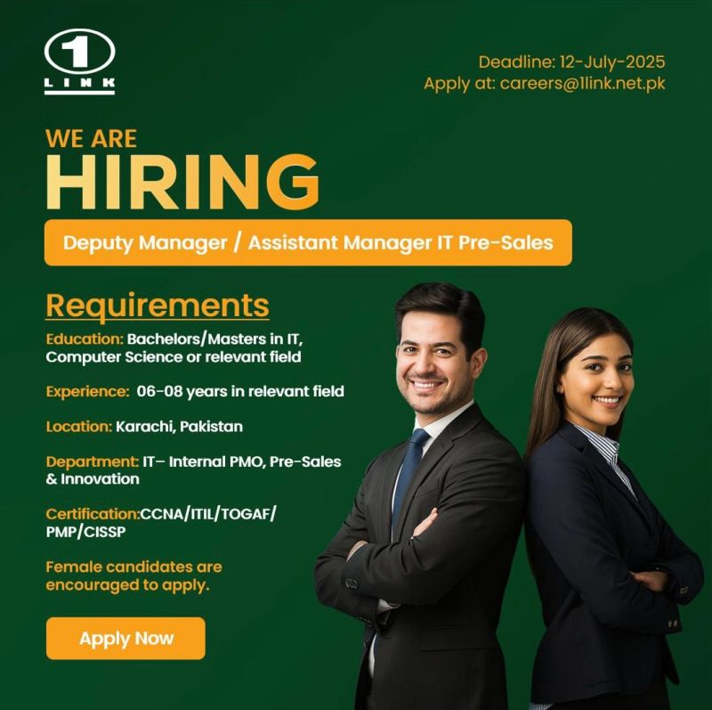 1Link Pvt Ltd Jobs July 2025 2