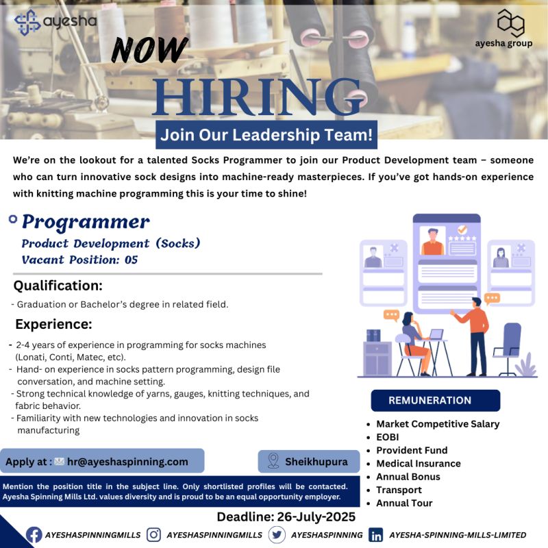 AyeshA Spinning Jobs 15 July 2025 1