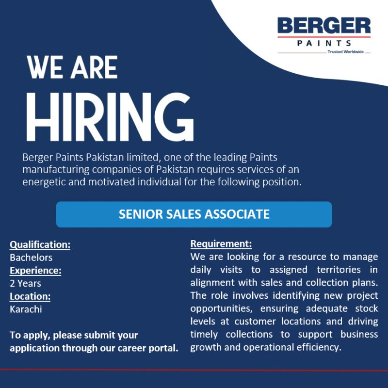 Berger Paints Pakistan Jobs Senior Sales Associate 1
