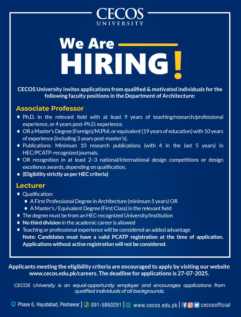 CECOS University Jobs July 2025 1