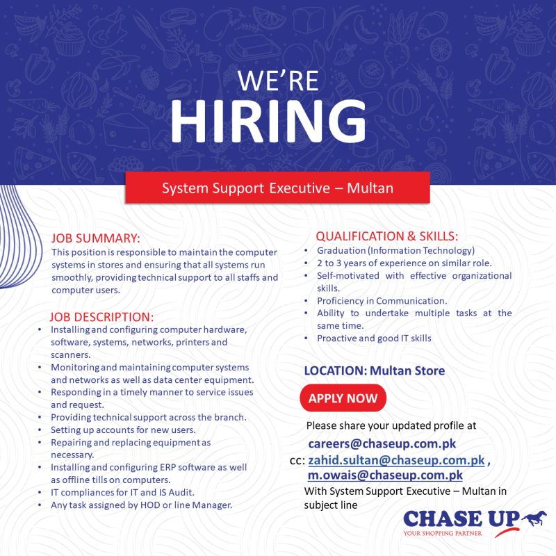 Chase Up Jobs System Support Executive 1