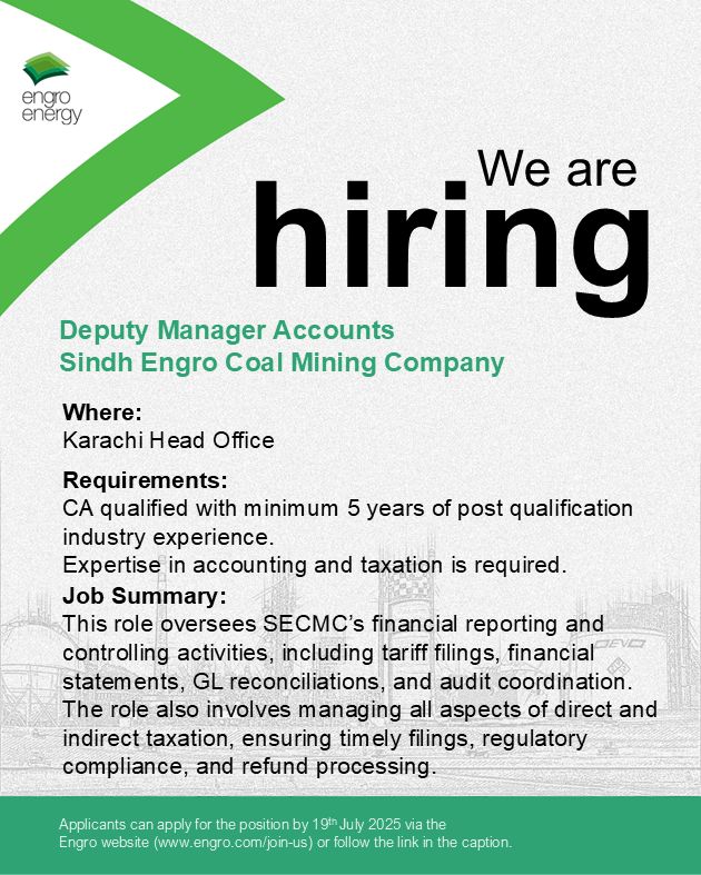 Engro Corporation Limited Jobs Deputy Manager Accounts 1