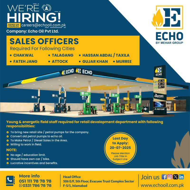 Echo Oil Pakistan Jobs Sales Officers 1