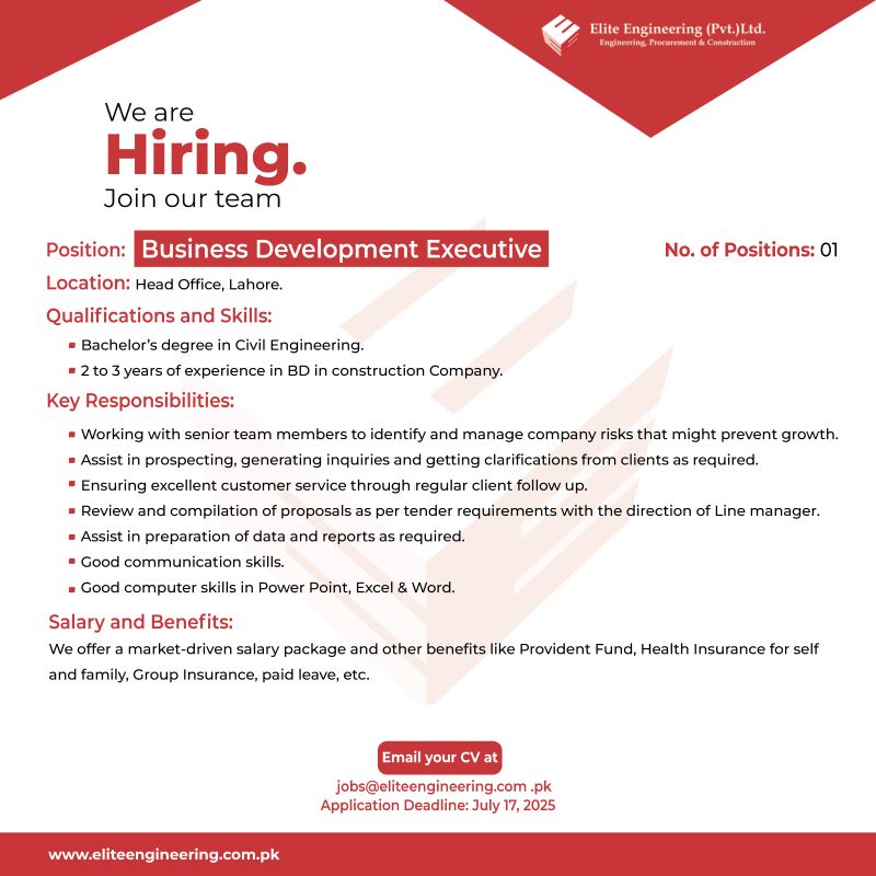 Elite Engineering Pvt Ltd Jobs Business Development Executive 1
