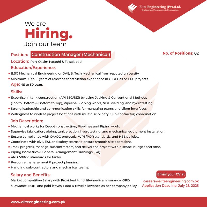 Elite Engineering Pvt Ltd Jobs July 2025 1