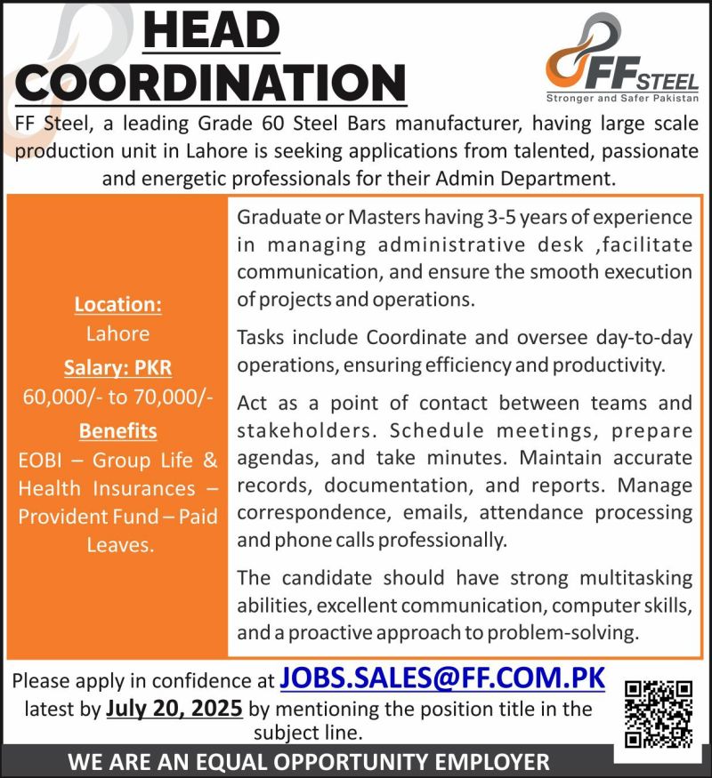 FF Steel Jobs July 2025 2