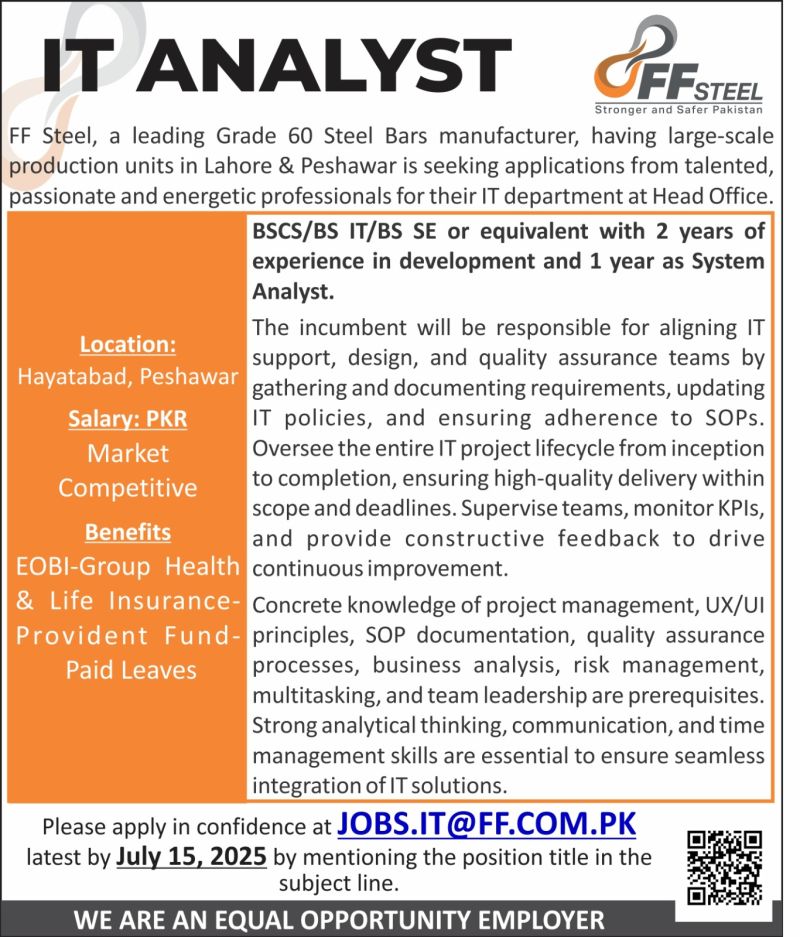 FF Steel Jobs IT Analyst 1