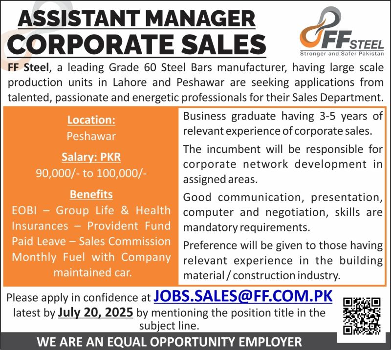 FF Steel Jobs Assistant Manager Corporate Sales 1