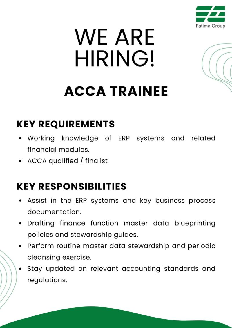 Fatima Group Jobs ACCA Trainee 1