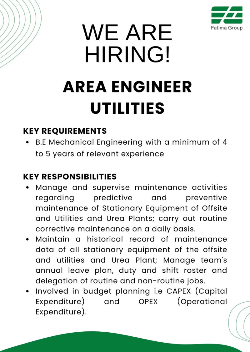 Fatima Group Jobs Area Engineer Utilities 1