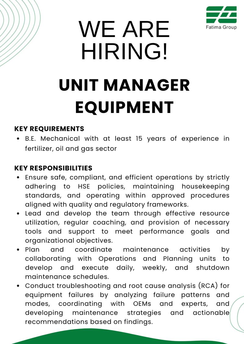 Fatima Group Jobs Unit Manager Equipment 1