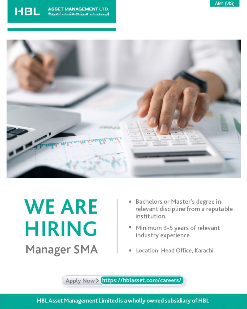 HBL Asset Management Limited Jobs Manager SMA Fund Management 1