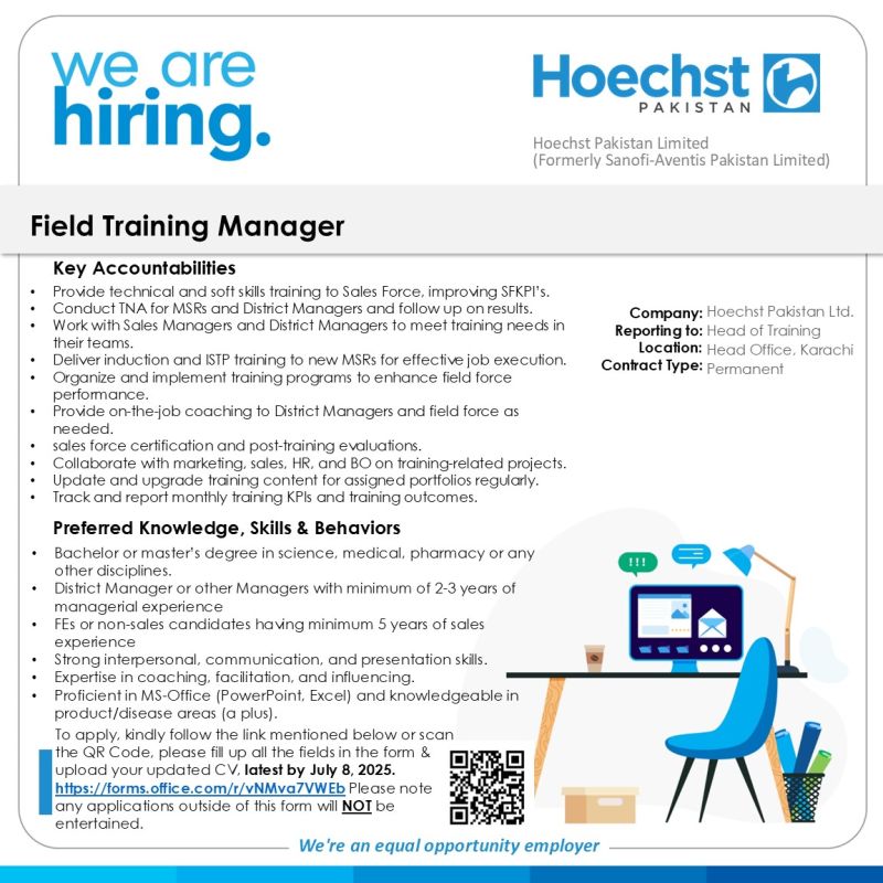 Hoechst Pakistan Limited Jobs Field Training Manager 1