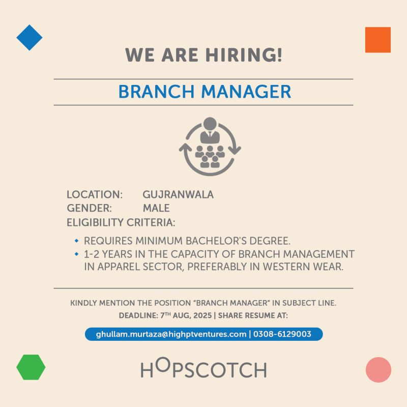 Hopscotch Pakistan Jobs Branch Manager 1
