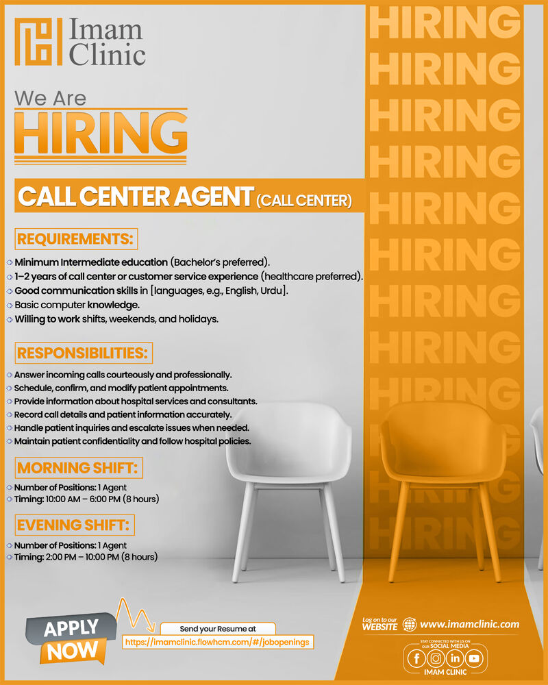 Imam Clinic Jobs Call Center Agent 1