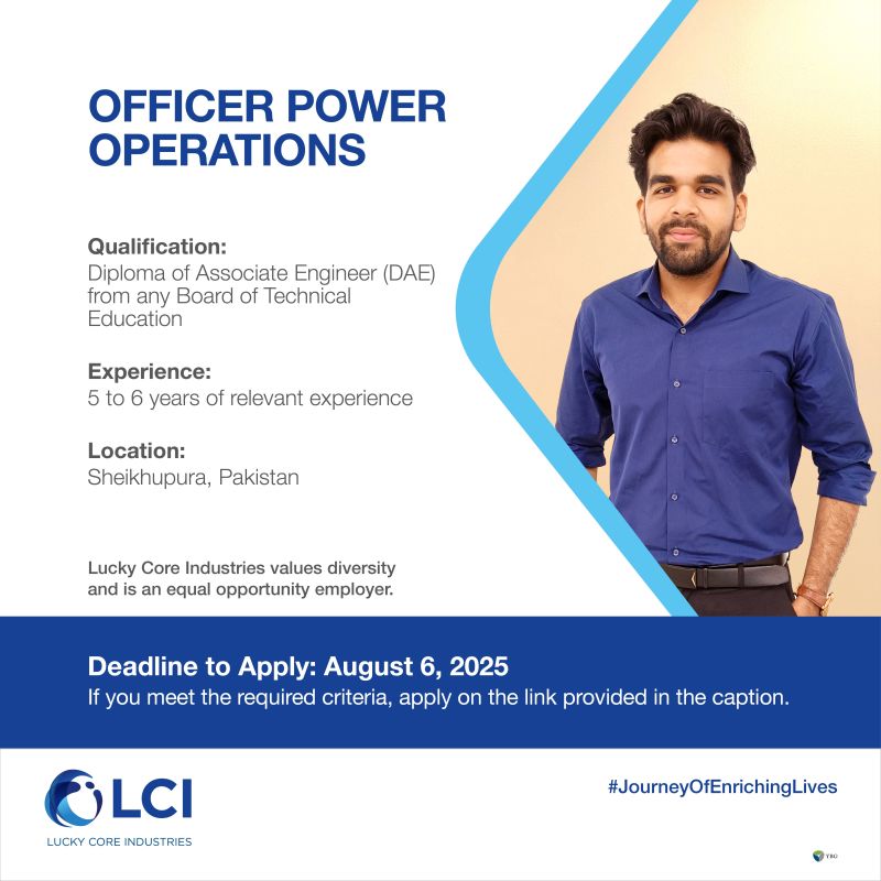 Lucky Core Industries Limited LCI Jobs Officer Power Operations 1