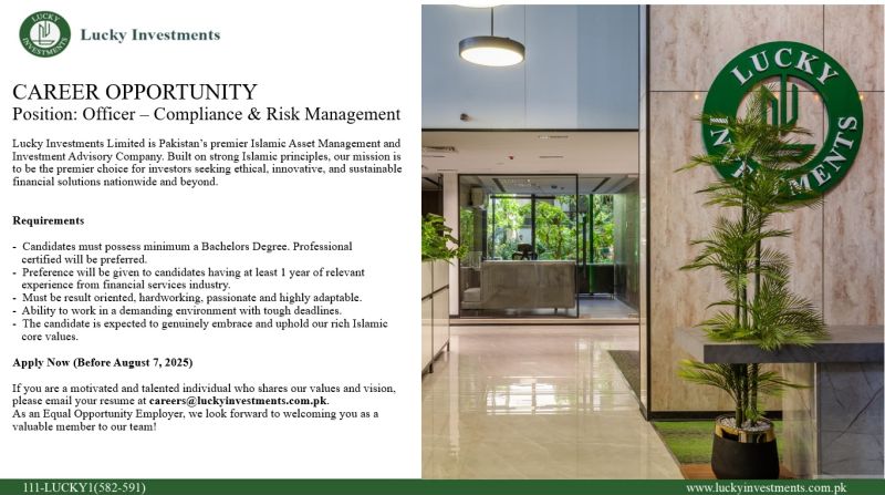 Lucky Investments Limited Jobs Officer Compliance & Risk Management 1