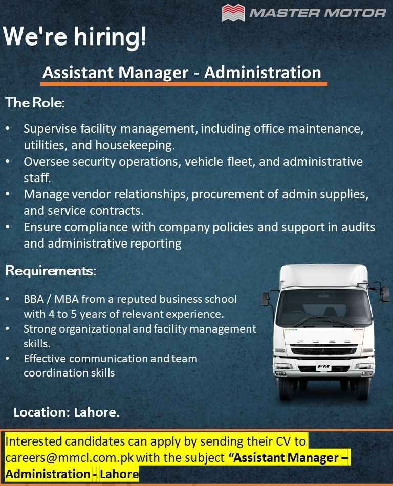 Master Motors Limited Jobs July 2025 2