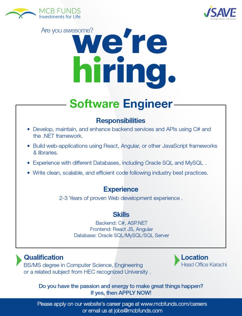 MCB Funds Jobs Software Engineer 1