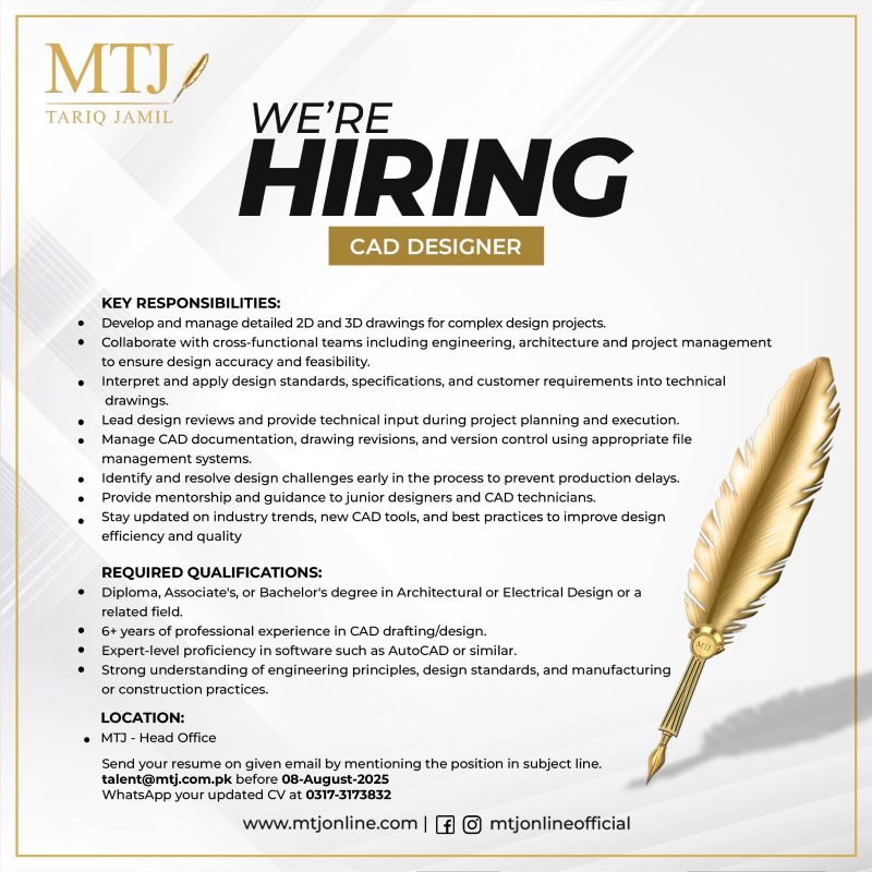 MTJ Tariq Jamil Jobs August 2025 2