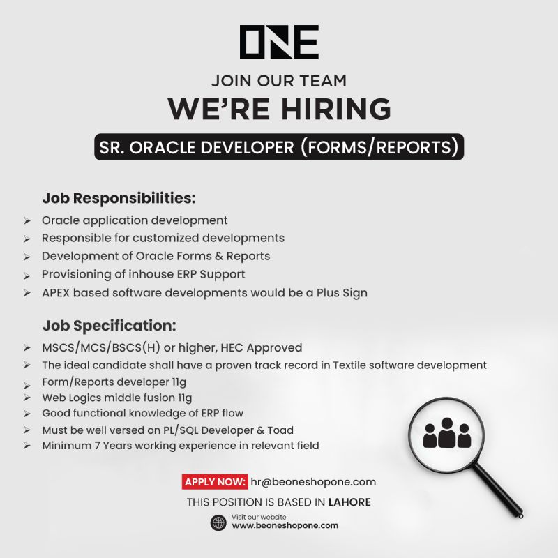 One Life Apparel Pvt Ltd Jobs Sr Oracle Developer 1