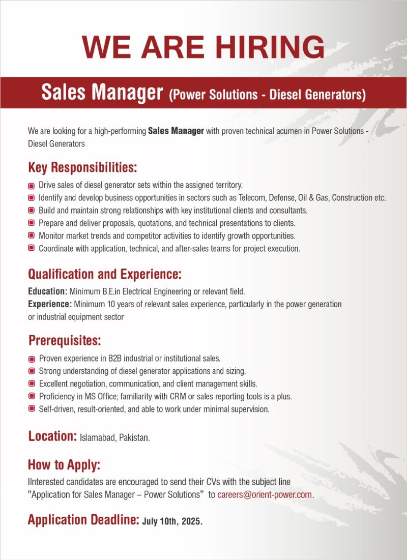 Orient Energy Systems Jobs Sales Manager 1