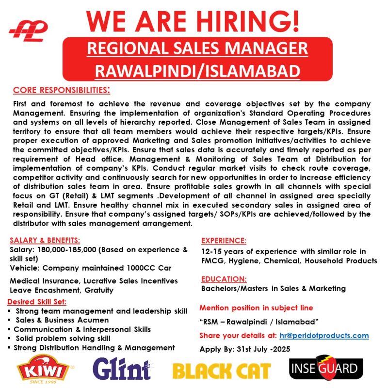 Peridot Products Pvt Ltd Jobs Regional Sales Manager 1