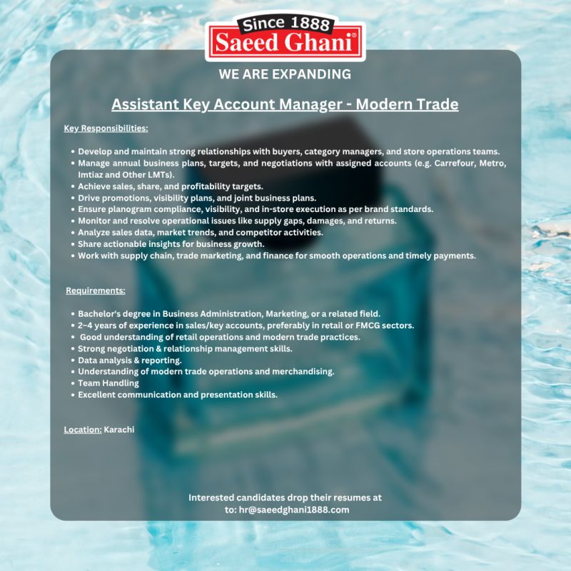 Saeed Ghani Jobs Assistant Key Account Manager 1