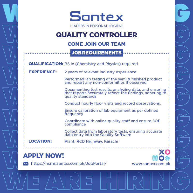 Santex Pvt Ltd Jobs Quality Controller 1