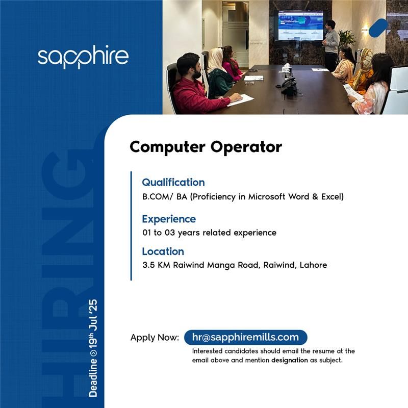 Sapphire Finishing Mills Jobs July 2025 1