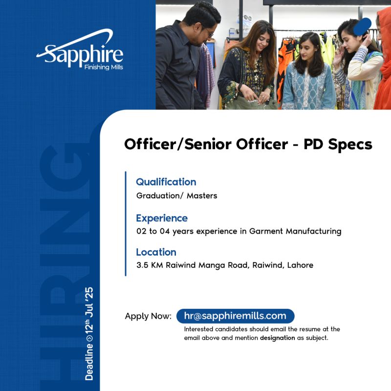 Sapphire Finishing Mills Jobs Officer/Senior Officer PD Specs 1