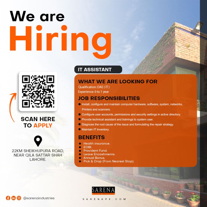 Sarena Textile Industries Jobs IT Assistant 1