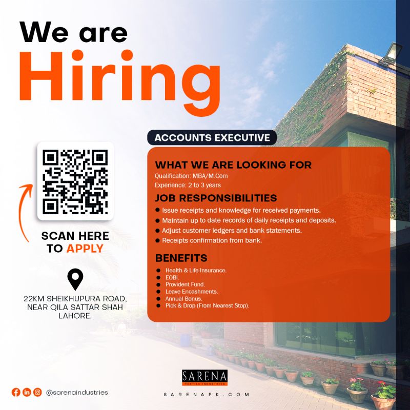 Sarena Textile Industries Jobs Accounts Executive 1