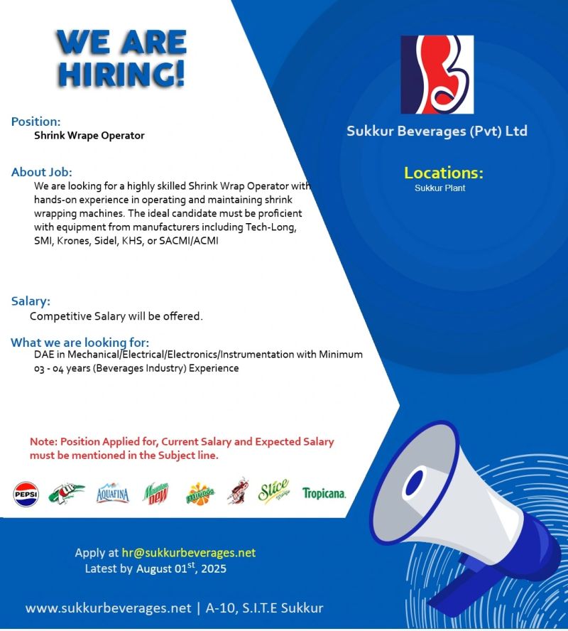 Sukkur Beverages Pvt Ltd Jobs August 2025 2