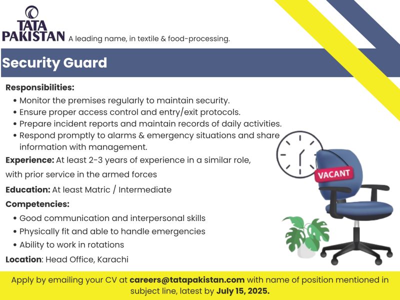 Tata Pakistan Jobs Security Guard 1
