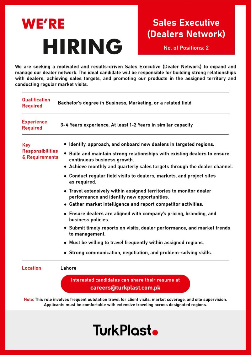 TurkPlast Pvt Ltd Jobs Sales Executive 1